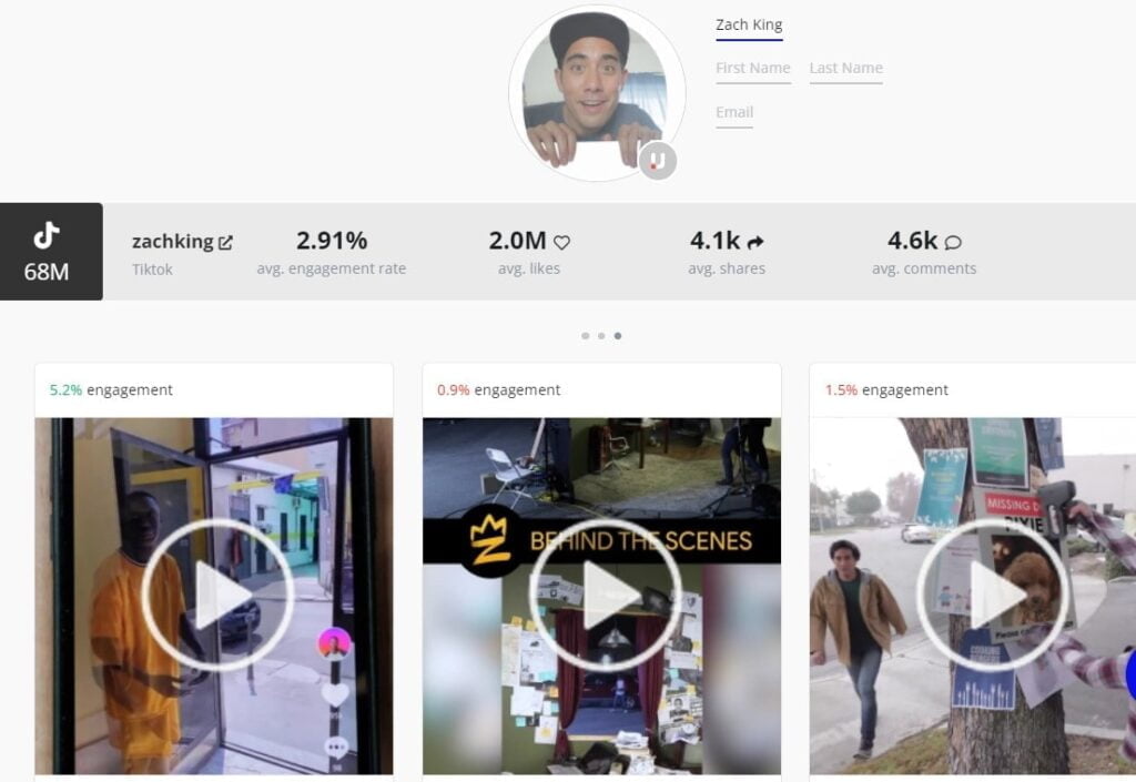 Engagement influenceur tiktok