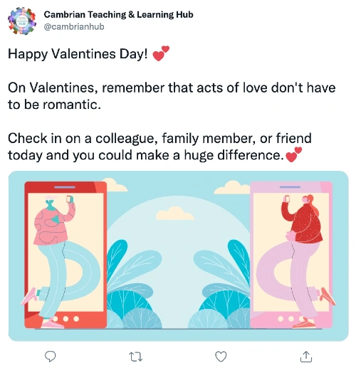 Hub Cambrian Social Media Post | Idées de marketing de la Saint-Valentin heureuse