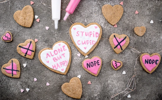 Cupidon stupide | Seul mais heureux | Biscuits de la Saint-Valentin