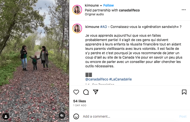 Kim Williams dans la forêt | Post Instagram