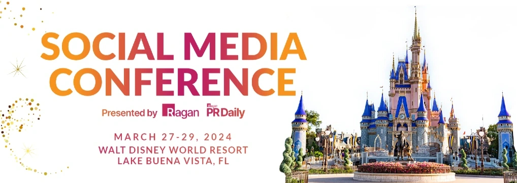 Bannière de la conférence de médias sociaux Ragan au Walt Disney Resort en 2024
