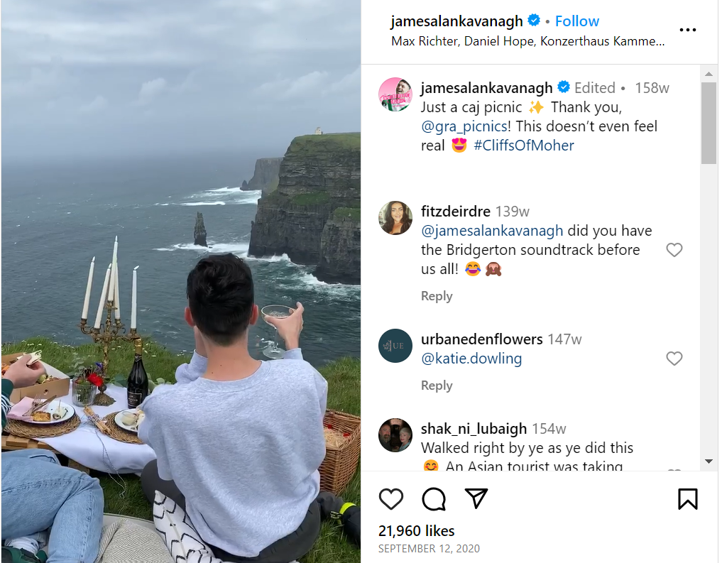 Capture d'écran du post James Kavanaugh sur son cadeau cadeau de Gra & Co. 