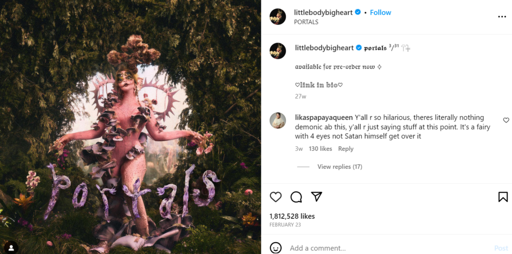 La capture d'écran de Melanie Martinez annonçant son nouvel album de portail.