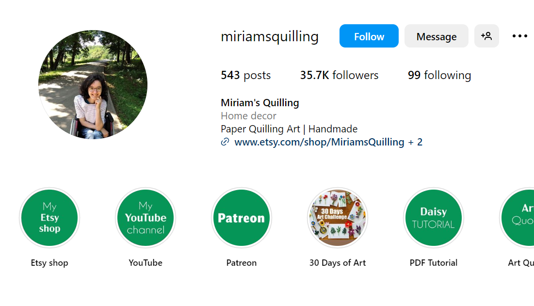 Capture d'écran de la page de profil @MiousSquilling sur Instagram