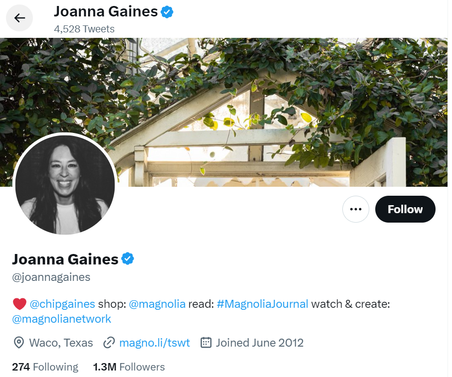 Influenceur d'amélioration de la maison Joanna Gaines