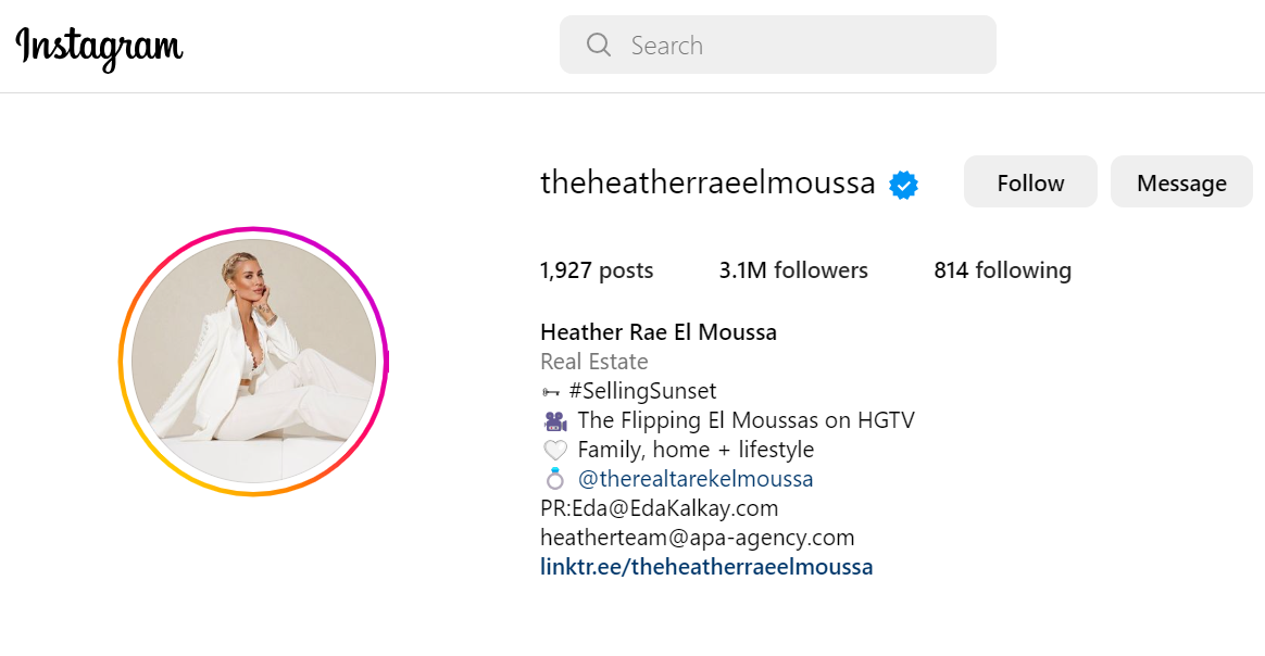 Heather Rae El Moussa Capture d'écran Instagram