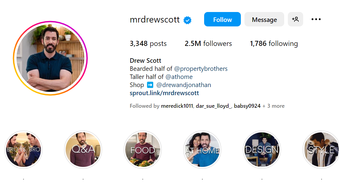 Drew Scott sur Instagram