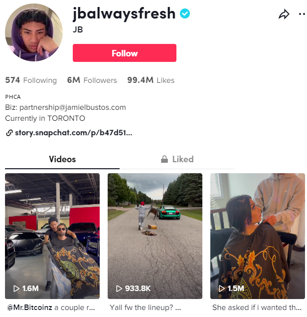 JB TOP TIKTOK Influenceur Lifestyle