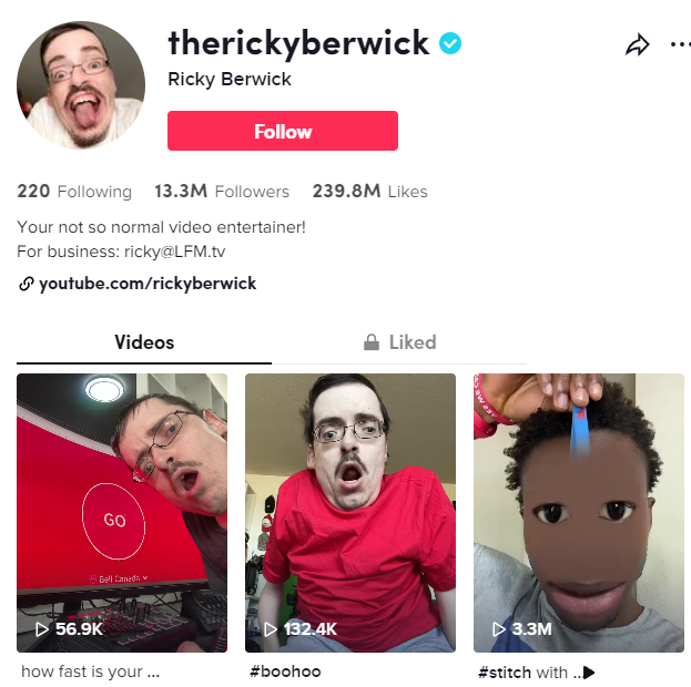 Ricky Berwick Candian Tiktok Influenceur