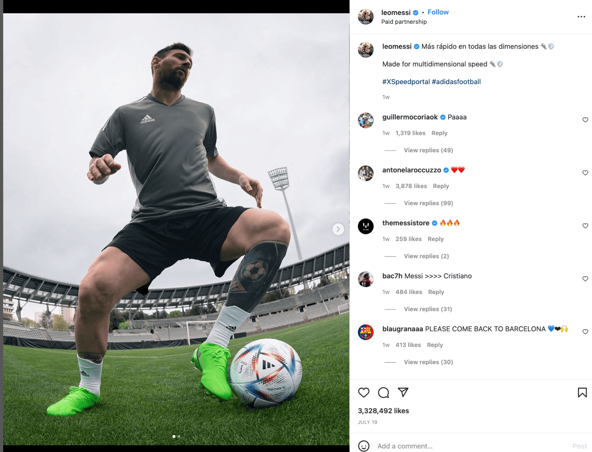 Influenceur sportif Lionel Messi