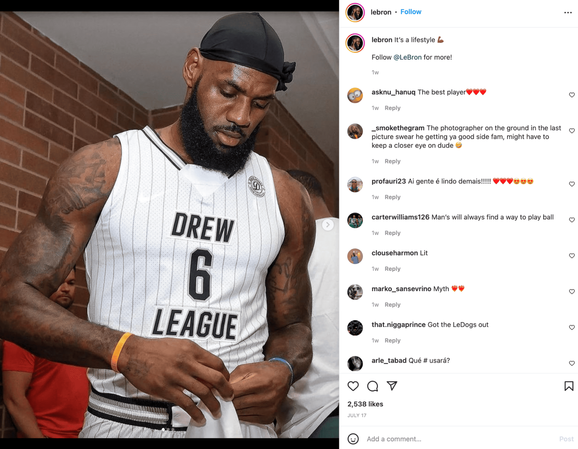 Influenceur de sports de LeBron James Top