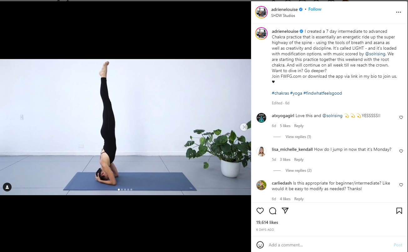 Instructeur de yoga Adriene Louise