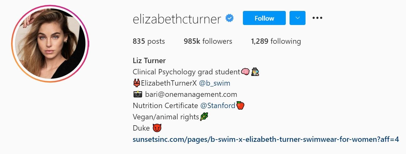 Les 50 modèles Instagram principaux ci-dessous Liz Turner