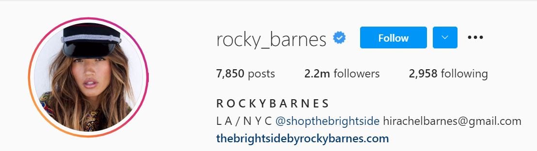 Les 50 modèles Instagram principaux ci-dessous Rocky Barnes