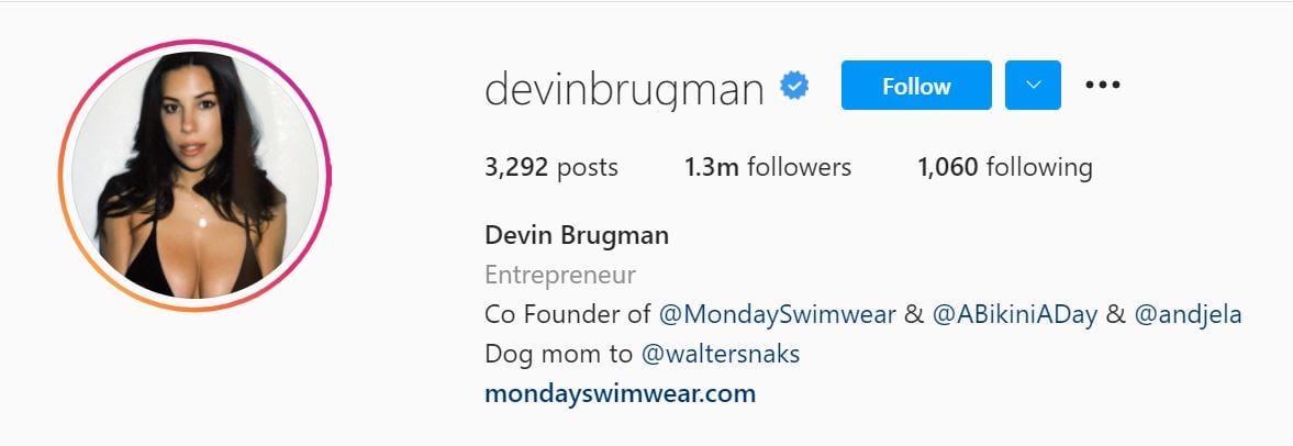Les 50 modèles Instagram principaux ci-dessous Devin Brugman