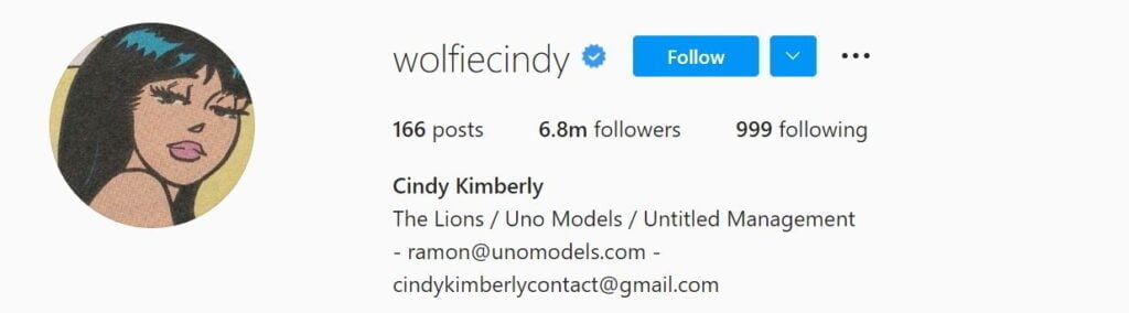 Les 50 modèles Instagram principaux ci-dessous