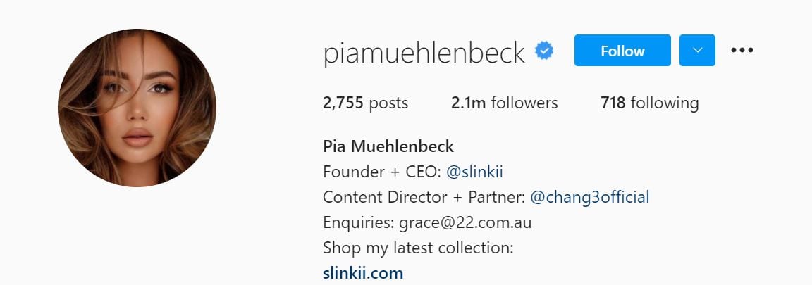 Les 50 modèles Instagram principaux ci-dessous Couler