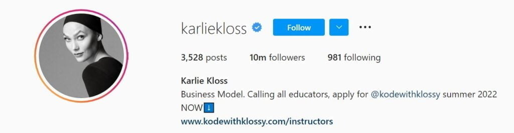 Les 50 modèles Instagram principaux ci-dessous
