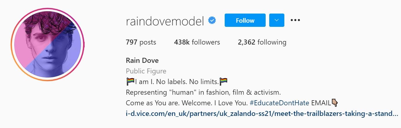 Les 50 modèles Instagram principaux ci-dessous Rainddove Model
