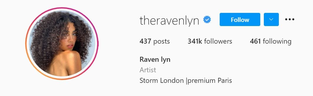 Les 50 modèles Instagram principaux ci-dessous Raven Lyn