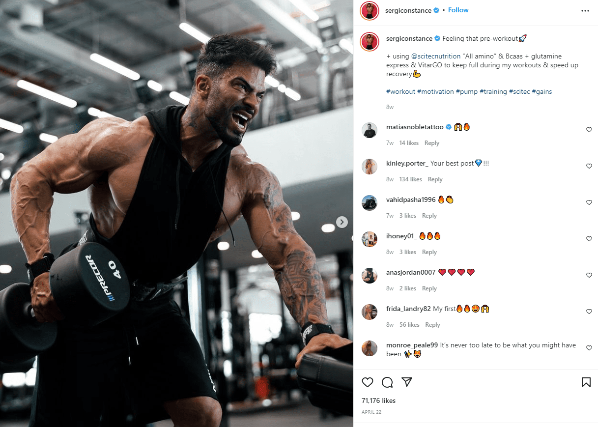 Influenceur de fitness Sergi