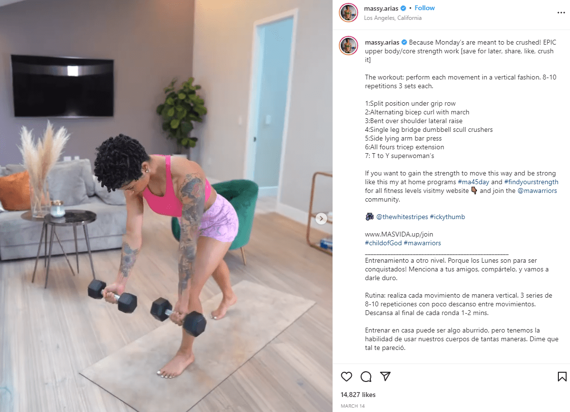 Influenceur de fitness de Massa Arias