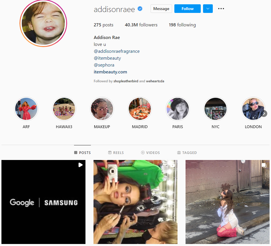 Influenceur d'Addison Rae