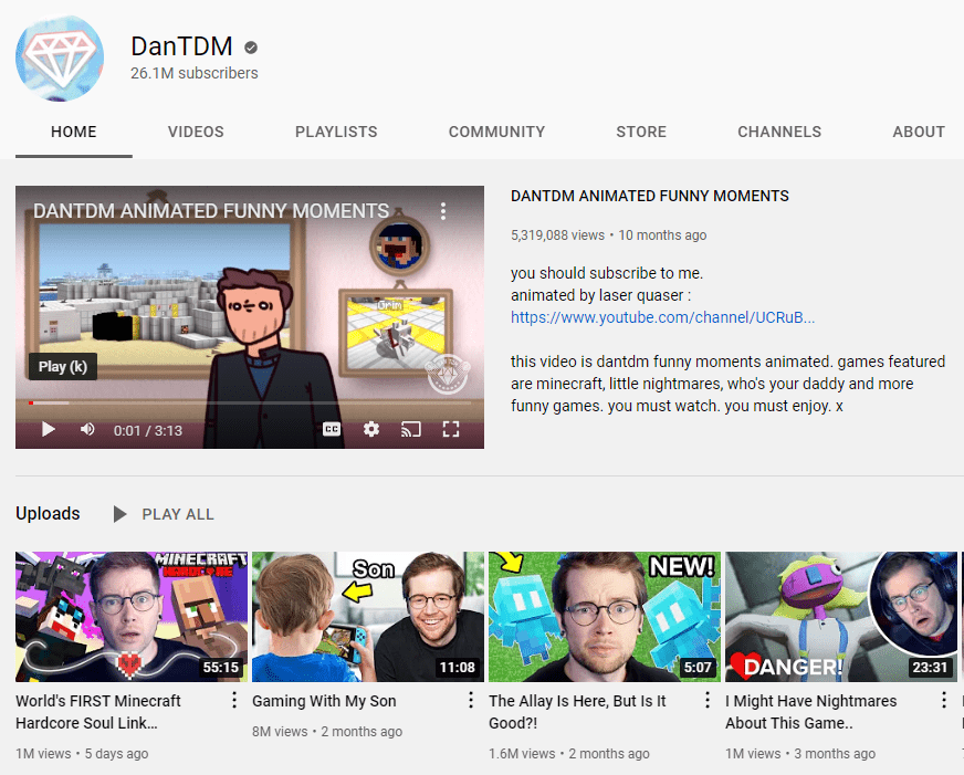Influenceurs YouTube les mieux payés de Dantdm