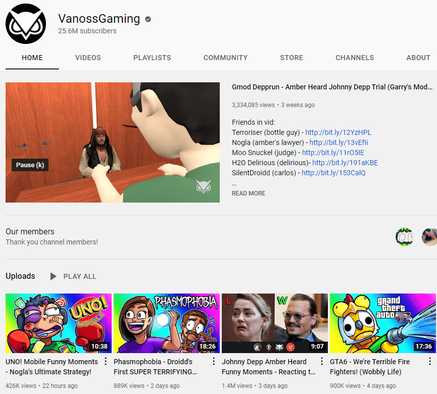 Channel de jeu de bandes dessinées Evan Fong sur YouTube