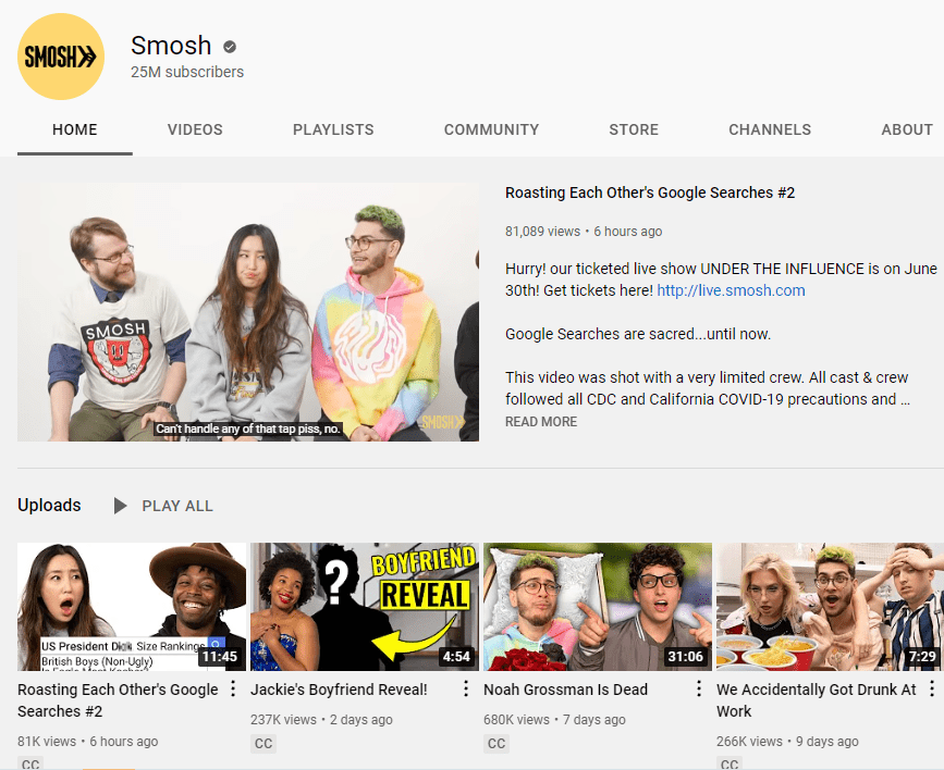 Sensations originales de YouTube Smosh