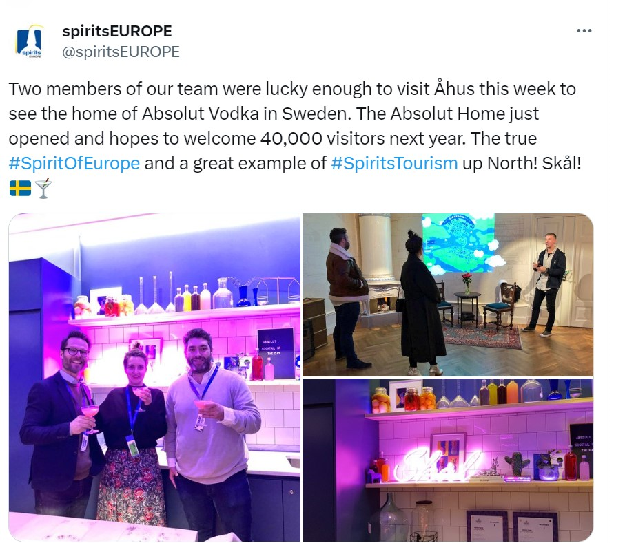 Capture d'écran du post-séateur Post visitant la maison d'Absolut Vodka en Suède.