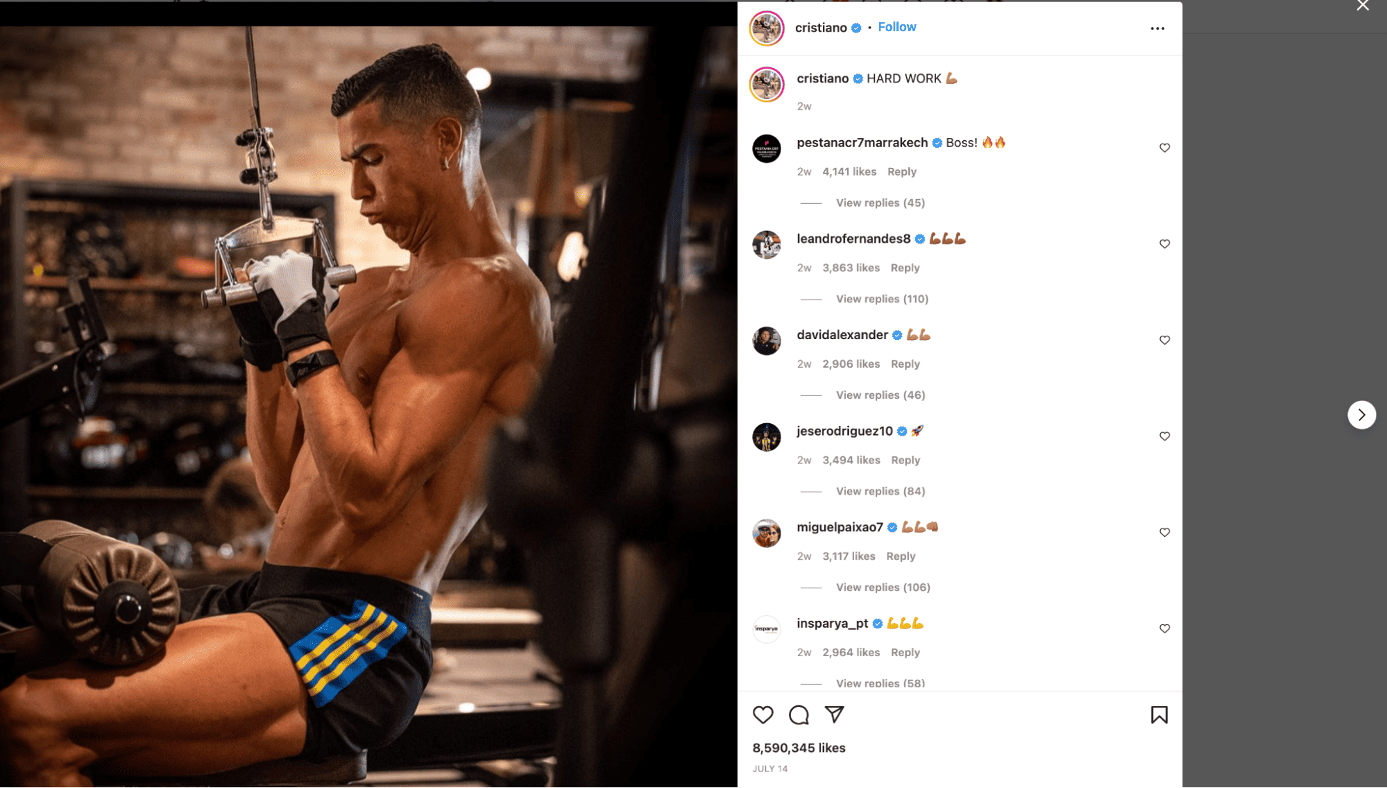 Cristiano Ronaldo plus grand influenceur Instagram