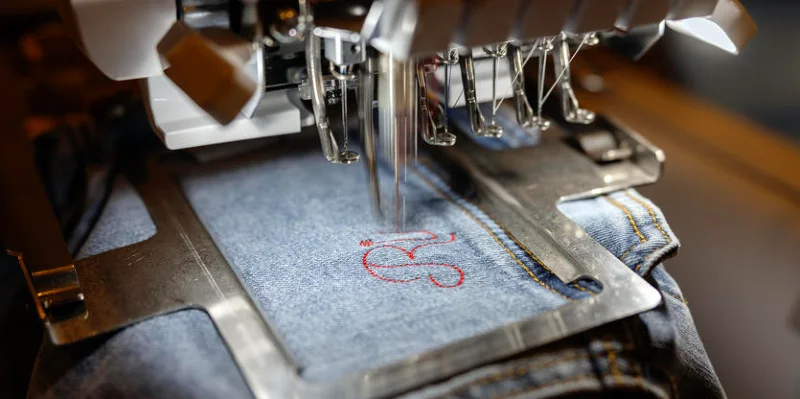 Cartes à coudre en jean | Machine de couture à aiguille fermée -up-up