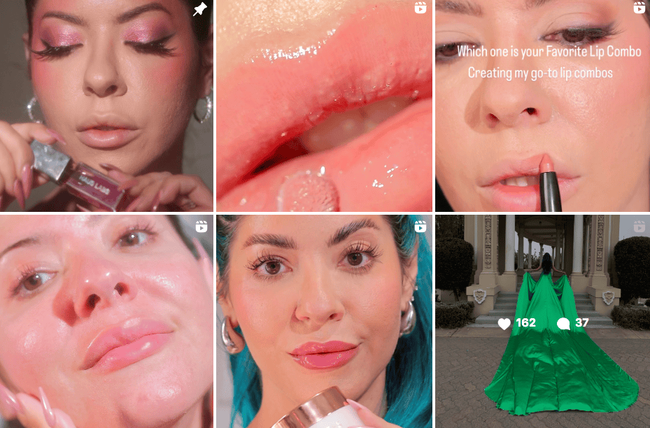 17 maquilleurs très attrayants + influenceurs IG Postes de Rosangela McCann faisant la promotion et l'application de produits de rouge à lèvres