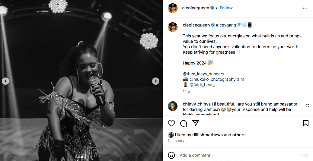 Cleo What Ice Queen sur Instagram | Post du Nouvel An | Influenceurs de divertissement