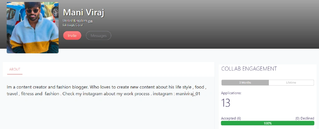 Mani Viraj du Royaume-Uni | Guide des frais d'influenceur | Statistiques d'engagement de la collaboration